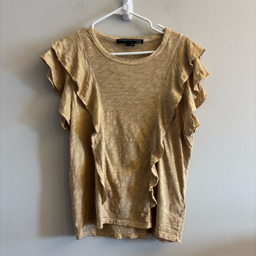 Veronica Beard Bea‎ Short Sleeve Ruffle Tee Size Large